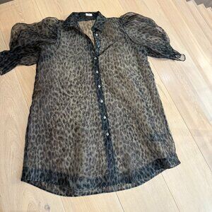 Aritzia Little Moon Oversized Sheer Dress Animal Print Organza Size 4